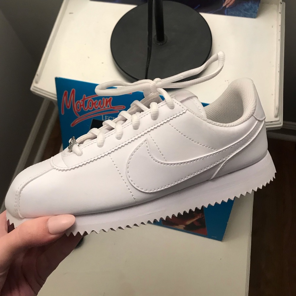 All white Nike Cortez